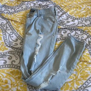 Express high rise leggings denim distressed jeans 14